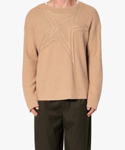Boat Neck Star Sweater - Tan